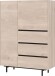 Highboard >CANTORIA< 2 Türen, 3 Schübe, Castello-Eiche-Dekor/Schwarz - 109x150x40cm (BxHxT)