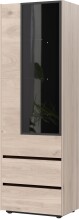 Stauraumvitrine >CANTORIA< 2 Schübe, 1 Tür, Castello-Eiche-Dekor / Schwarz - 63x206x40 (BxHxT)
