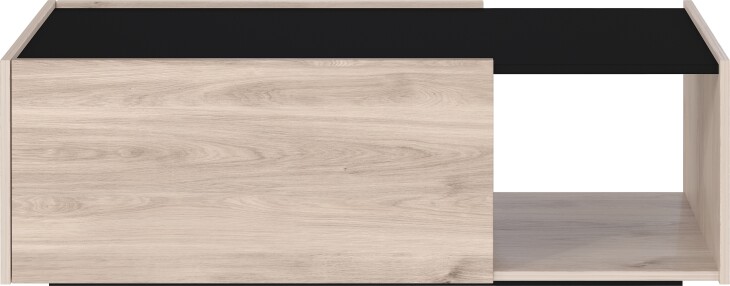 Couchtisch >CANTORIA< 2 Klappen, Castello-Eiche-Dekor / Schwarz - 112x37x53cm (BxHxT)