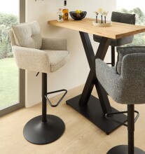 Bartisch >Duke< in Eiche, schwarz, Massivholz, Metall - 120x104x60cm (BxHxT)