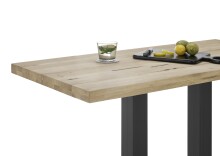 Bartisch >Jay< in Eiche, schwarz, Massivholz, Metall - 120x104x60cm (BxHxT)