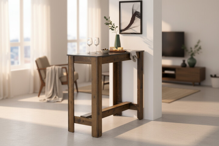 Bartisch >Modesto< in anthrazit, Old Style dunkel - 115x103x50 (BxHxT)