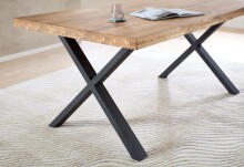 Esstisch >Chris X< in Eiche, schwarz, Massivholz, Metall - 180x76x100cm (BxHxT)
