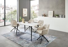 Esstisch >Cody< in weiß, schwarz, Keramik, Metall - 140x76x80cm (BxHxT)