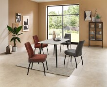 Esstisch >Cody< in weiß, schwarz, Keramik, Metall - 140x76x80cm (BxHxT)