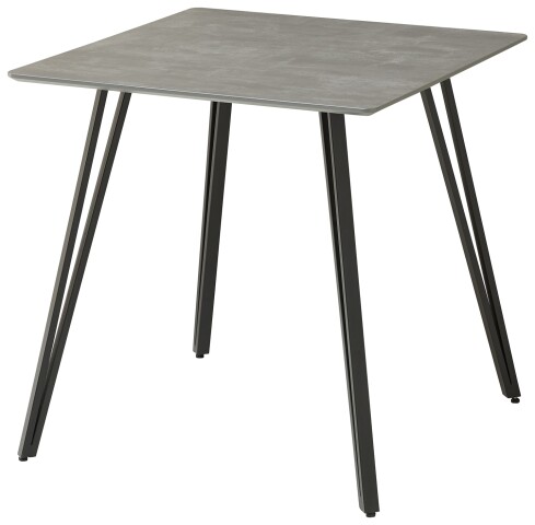 Esstisch >Fiete< in beton Dekor, schwarz, MDF, Metall - 80x75x80cm (BxHxT)