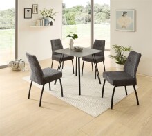 Esstisch >Fiete< in beton Dekor, schwarz, MDF, Metall - 80x75x80cm (BxHxT)