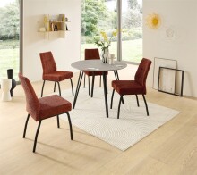 Esstisch >Floris< in Steinoptik, schwarz, MDF, Metall - 75x100cm (HxD)