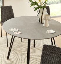 Esstisch >Floris< in Steinoptik, schwarz, MDF, Metall - 75x100cm (HxD)