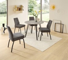 Esstisch >Floris< in Steinoptik, schwarz, MDF, Metall - 75x100cm (HxD)
