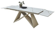 Kulissen-Esstisch >Jamiro< ausziehbar bis 260cm, weiß, beige - 180/260x76x90 (BxHxT)