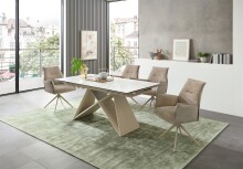 Kulissen-Esstisch >Jamiro< ausziehbar bis 260cm, weiß, beige - 180/260x76x90 (BxHxT)