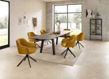 Kulissen-Esstisch >Janis< ausziehbar bis 300cm, grau, schwarz - 200/300x76x100 (BxHxT)