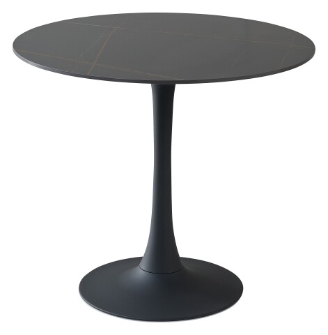 Esstisch >Josh< in schwarz, Keramik, Metall - 75x90cm (HxD)