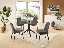Esstisch >Leano< in schwarz, Glas, Metall - 76x120cm (HxD)