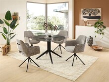 Esstisch >Leano< in schwarz, Glas, Metall - 76x120cm (HxD)