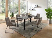 Esstisch >Lenni< in schwarz, Keramik, Metall - 180x76x90cm (BxHxT)