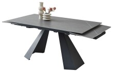 Kulissen-Esstisch >Mitch< ausziehbar, grau / schwarz, Keramik + Metall - 160/240x76x90 (BxHxT)
