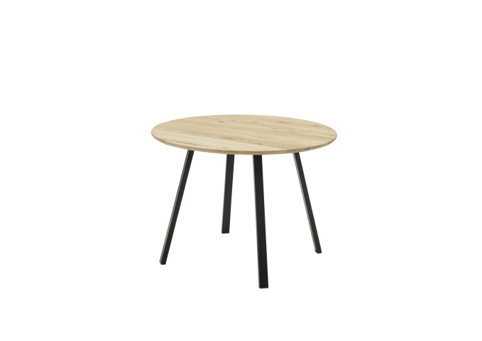Esstisch >Nils< in Eiche, schwarz, Massivholz, Metall - 75x110cm (HxD)