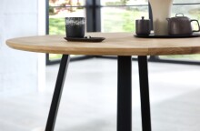 Esstisch >Nils< in Eiche, schwarz, Massivholz, Metall - 75x110cm (HxD)