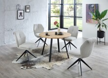 Esstisch >Nils< in Eiche, schwarz, Massivholz, Metall - 75x110cm (HxD)