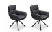 Armlehnstuhl >Amy< (2er Set) Echtleder-Sitz + Mikrofaser, schwarz - 63x90x65 (BxHxT)