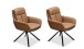 Armlehnstuhl >Amy< (2er Set) Echtleder-Sitz + Mikrofaser, braun - 63x90x65 (BxHxT)