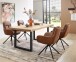 Armlehnstuhl >Amy< (2er Set) Echtleder-Sitz + Mikrofaser, braun - 63x90x65 (BxHxT)
