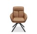 Armlehnstuhl >Amy< (2er Set) Echtleder-Sitz + Mikrofaser, braun - 63x90x65 (BxHxT)