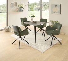 Armlehnstuhl >Anneli< (2er Set) drehbar, Cord grün, schwarz - 45x82x47,5 (BxHxT)