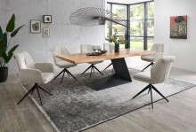 Armlehnstuhl >Enja< (2er Set) drehbar, beige, schwarz - 64x92x65 (BxHxT)