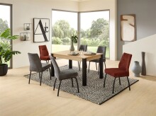 4-Fußstuhl >Jane< (2er Set) Federkern, rost, schwarz - 43x88x45 (BxHxT)