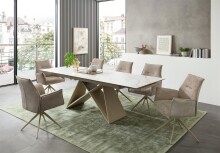 Armlehnstuhl >Kayla< (2er Set) drehbar, Bouclestoffbezug taupe, beige - 62x60x92 (BxHxT)