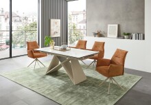 Armlehnstuhl >Kayla< (2er Set) drehbar, Bouclestoffbezug, orange, beige - 62x60x92 (BxHxT)
