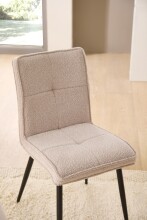 4-Fußstuhl >Lara< (4er Set) Bouclestoffbezug hellgrau, schwarz - 60x85x44 (BxHxT)