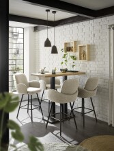 Barhocker >Malia< (2er Set) drehbar, Armlehnen, beige, schwarz - 55x103x61 (BxHxT)