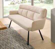 Polsterbank >Sofia< Federkern, Armlehnen, Cordbezug beige, schwarz - 180x93x69 (BxHxT)
