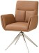 Armlehnstuhl >Sofia Premium< (2er Set) Federkern, drehbar, Leder cognac, Edelstahl - 61x94x67 BxHxT