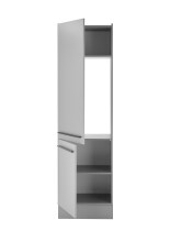 Kühlumbauschrank >Denver< softclose Türen, Grau / Grau matt - 60x211x57cm (BxHxT)