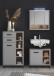 Badezimmer-Set >Tunis< (3-tlg. ) in Grau matt / Abs. Sonoma Eiche Dekor
