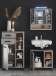 Badezimmer-Set >Tunis< (3-tlg. ) in Grau matt / Abs. Sonoma Eiche Dekor