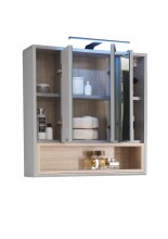 Badezimmer-Set >Tunis< (4-tlg. ) in Grau matt / Abs. Sonoma Eiche Dekor