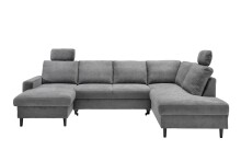 Wohnlandschaft >Pris< Schlaffunktion, Stauraum, dunkelgrau - 153x305x75x200 (LxBxHxT)