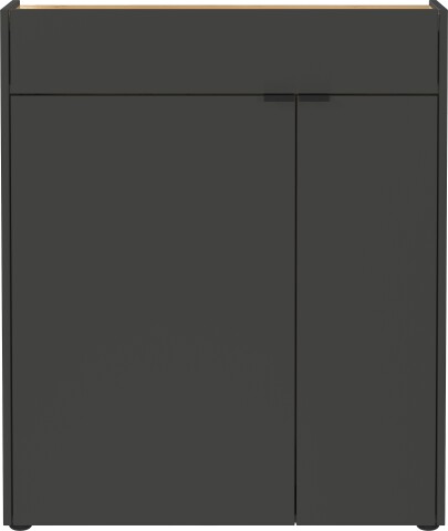 Schuhkommode >GW-AMECA< 2 Türen, 1 Schub, Graphit / Navarra-Eiche-Dekor - 83x99x22cm (BxHxT)