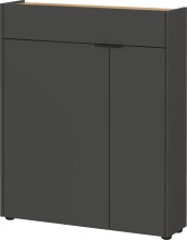 Schuhkommode >GW-AMECA< 2 Türen, 1 Schub, Graphit / Navarra-Eiche-Dekor - 83x99x22cm (BxHxT)