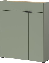 Schuhkommode >GW-AMECA< 2 Türen, 1 Schub, Taupegrün / Navarra-Eiche-Dekor - 83x99x22cm (BxHxT)