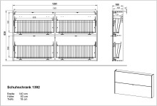 Hängeschuhschrank >GW-AMECA< Schuhkipper, Graphit/Navarra-Eiche-Dekor - 140x83x18 (BxHxT)