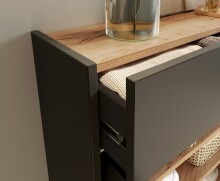 Schuhschrank >GW-AMECA< hängend / stehend, Graphit / Navarra-Eiche-Dekor - 56x97x22cm (BxHxT)