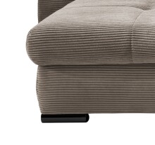 Polsterecke >Felicia< Schlaffunktion, Stauraum, Cord grau-braun - 302x89x188cm (BxHxT)