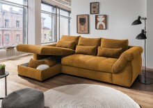 Polsterecke >Felicia< Schlaffunktion, Stauraum, Cord gold - 302x89x188cm (BxHxT)